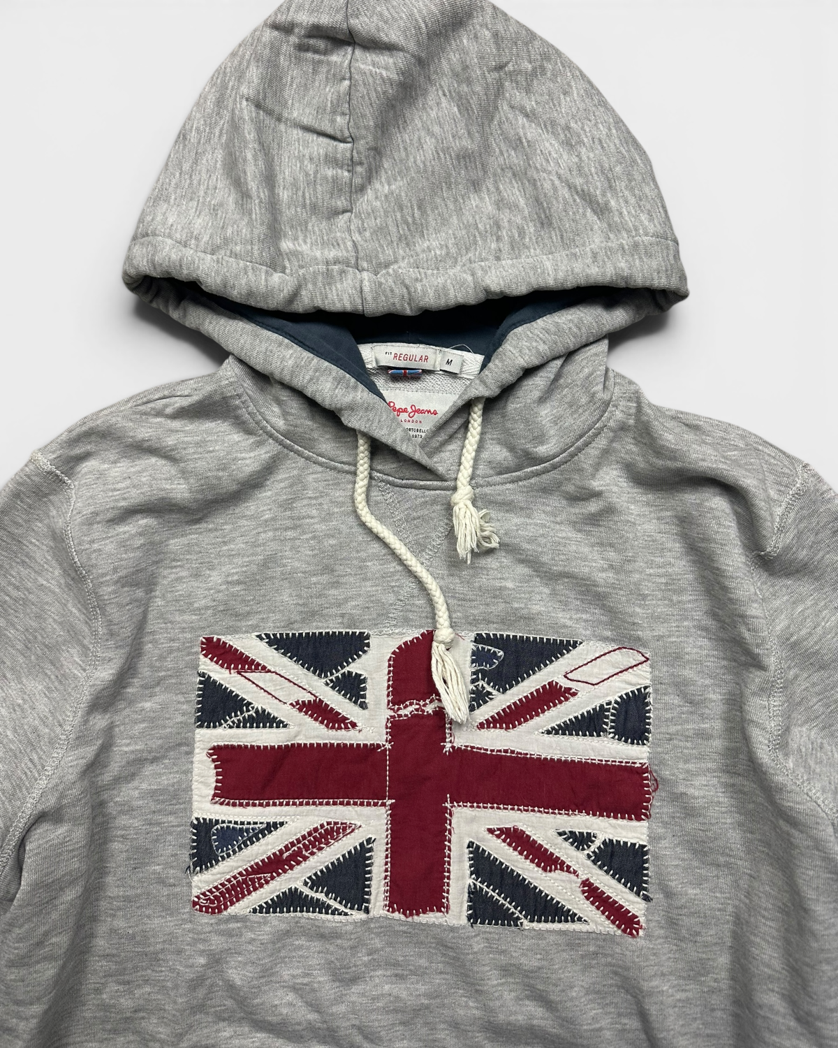 GREY/RED VINTAGE PEPE JEANS UK RARE HOODIE