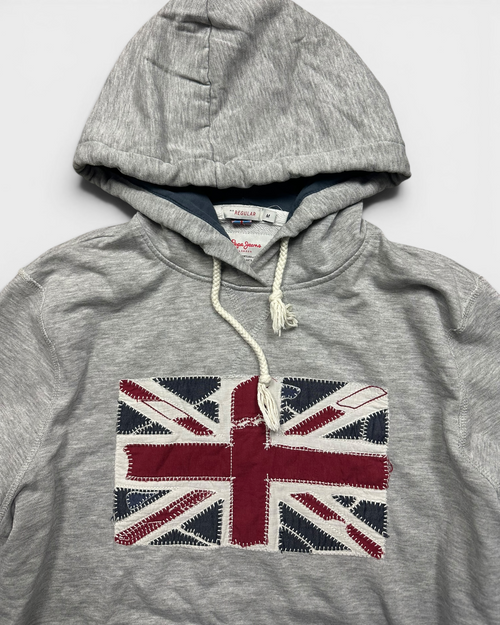 GREY/RED VINTAGE PEPE JEANS UK RARE HOODIE
