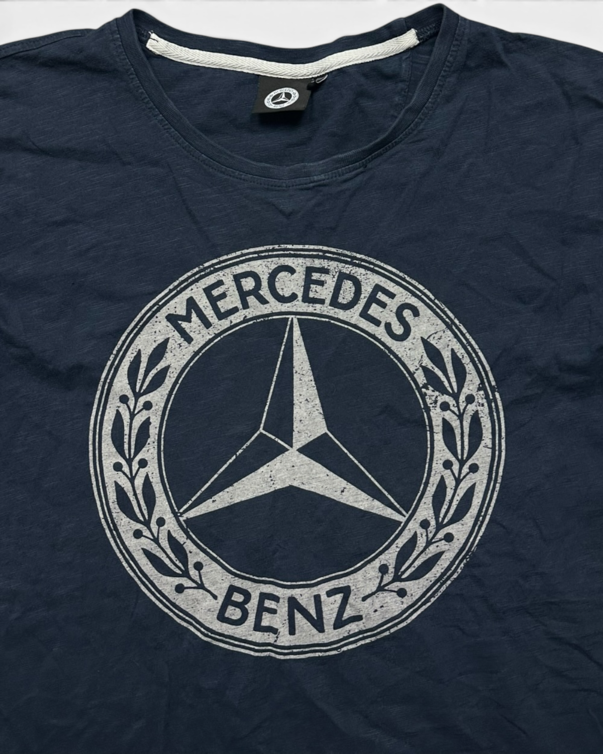 NAVY VINTAGE MERCEDES BENZ PRINT T-SHIRT