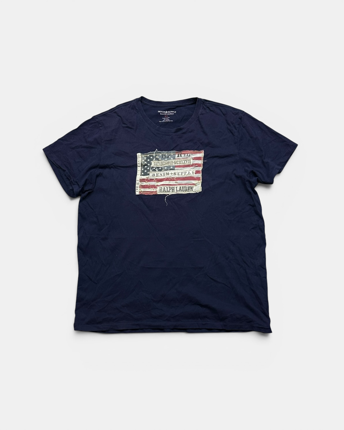 NAVY VINTAGE RALPH LAUREN DENIM & SUPPLY USA T-SHIRT