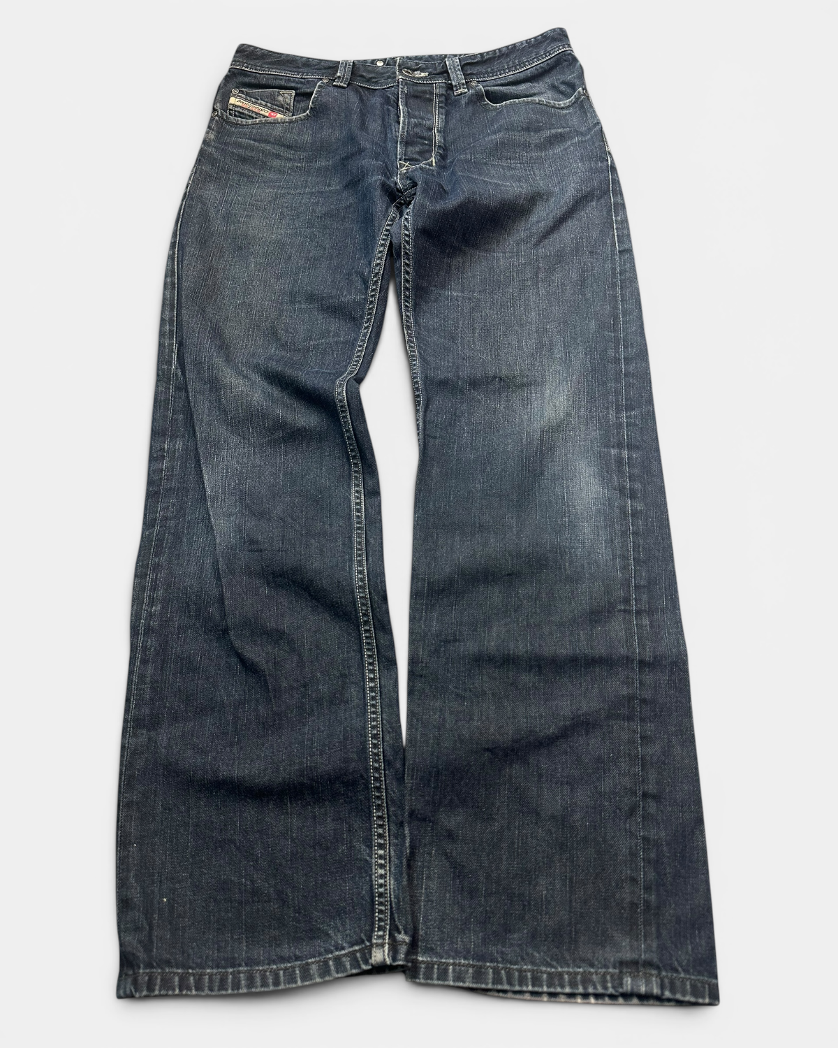 NAVY VINTAGE DIESEL INDUSTRIES RAW STRAIGHT FIT DENIM JEANS