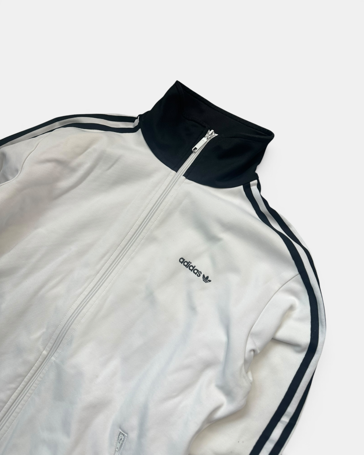 WHITE/BLACK VINTAGE ADIDAS RETRO FIREBIRD BECKENBAUER TRACKJACKET