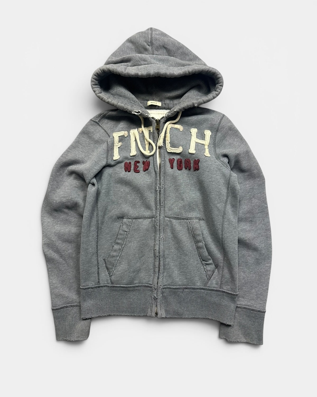 GREY VINTAGE HOLLISTER STICHEDZIP HOODIE RARE