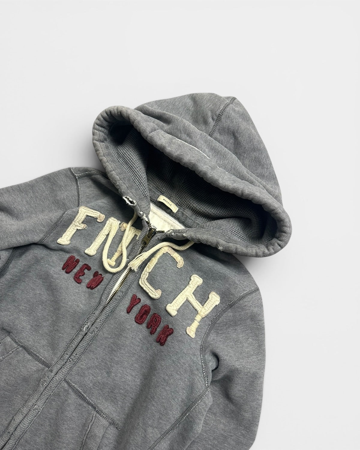 GREY VINTAGE HOLLISTER STICHEDZIP HOODIE RARE