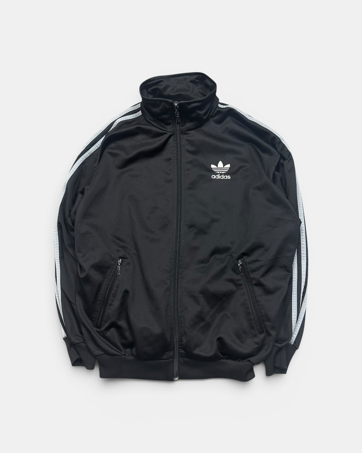 BLACK/SILVER VINTAGE ADIDAS RETRO FIREBIRD 2000S BACKLOGO TRACKJACKET